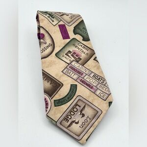 Vintage Wilderness Cabin Lodge Neck Tie Novelty 60"